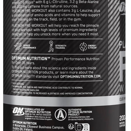 Optimum Nutrition Gold Standard Pre-workout Advanced with L-Citrulline, Beta-Alanine and Caffeine, Blue Raspberry, 20 Servings, 420 g