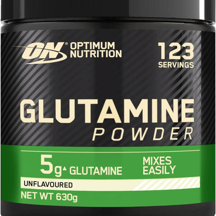 Optimum Nutrition Glutamine Powder, L-Glutamine Amino Acid Powder, Dietary Supplement Before and After Workout Shake, Unflavored, 123 Servings, 630g
