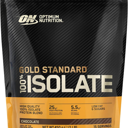 Optimum Nutrition Gold Standard 100% Whey Protein Isolate Powder, Chocolate Flavour, 450 g, 15 Servings