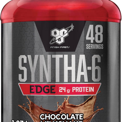BSN Nutrition Protein Powder Syntha 6 Edge Low Carb and Sugar Whey Protein Shake with Whey Protein Isolate, Micellar Casein, Glutamine and Amino Acids, Chocolate Milkshake, 48 Servings, 1.87kg