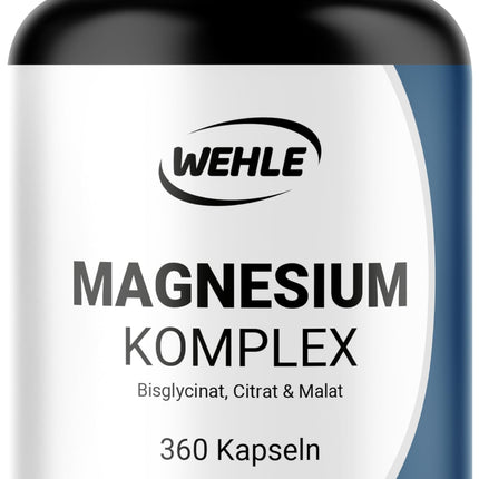 Magnesium complex. 375mg elementary magnesium per daily dose. Magnesium bisglycinate Magnesium citrate Magnesium alate, high dosage, vegan