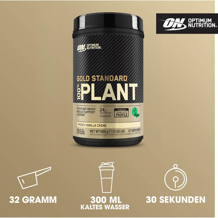 Optimum Nutrition Gold Standard 100% Plant-ON Vegan Protein Powder (with protein from 100% vegetable sources) Vanilla protein powder, 19 servings, 684 g