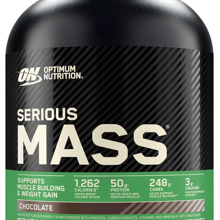 Optimum Nutrition Serious Mass Protein Powder High Calorie Mass Gainer with Vitamins, Creatine and Glutamine, Chocolate, 8 Servings, 2.73kg, packaging may vary