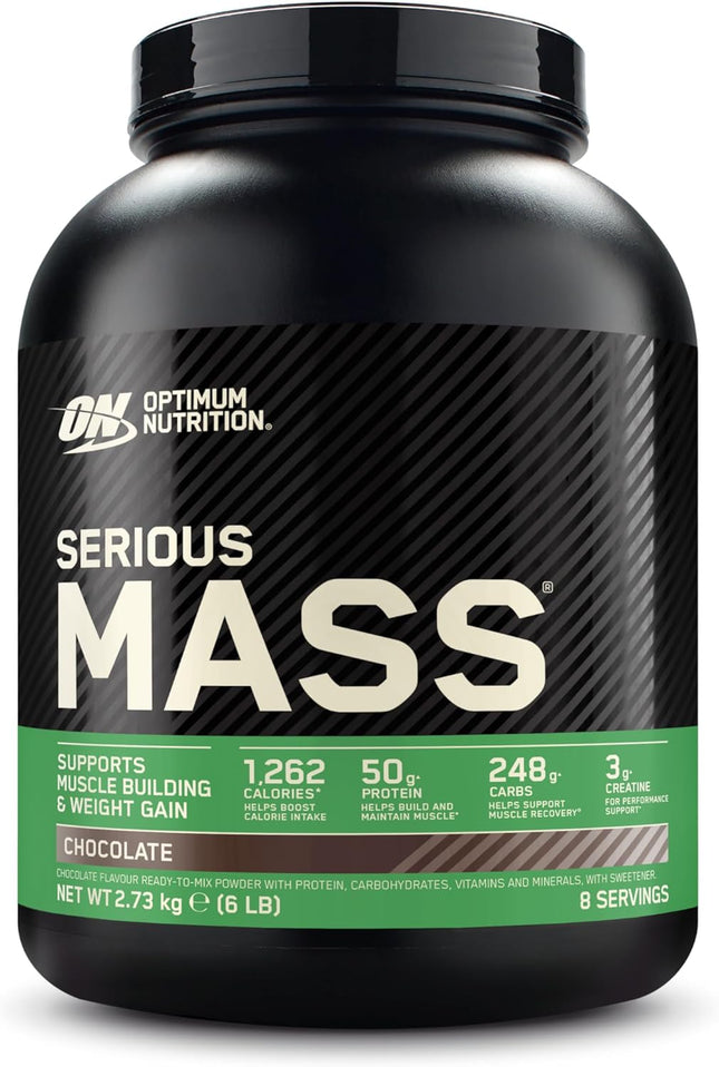 Optimum Nutrition Serious Mass Protein Powder High Calorie Mass Gainer with Vitamins, Creatine and Glutamine, Chocolate, 8 Servings, 2.73kg, packaging may vary