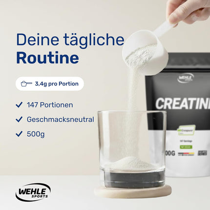 Creapure® Creatine Monohydrate Powder 500 g - Creatine Monohydrate - High Dose - Vegan - Bottled in Germany