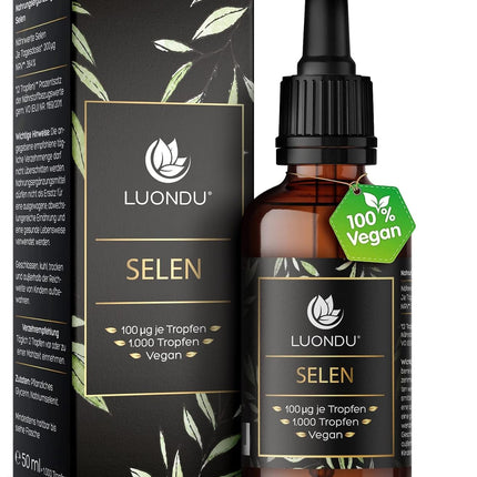 Luondu Selenium Drops, 200 μg High Dose, 50 ml, Vegan, 100 μg Selenium per 2 Drops, Sodium Selenite with Highest Bioactivity Produced and Laboratory Tested in Germany