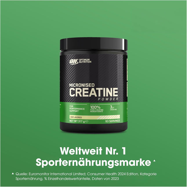 Optimum Nutrition Micronised Creatine Powder, Unflavoured Monohydrate Powder for Muscle Growth, 88 Servings, 317g