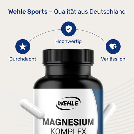 Magnesium complex. 375mg elementary magnesium per daily dose. Magnesium bisglycinate Magnesium citrate Magnesium alate, high dosage, vegan