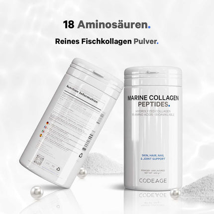 Codeage Marine Collagen Powder - Hydrolysed Fish Collagen Peptide - Type 1 & 3 Collagen Protein Dietary Supplement - 50 Servings, Amino Acids for Skin, Hair, Nails - Non-GMO, 450 g