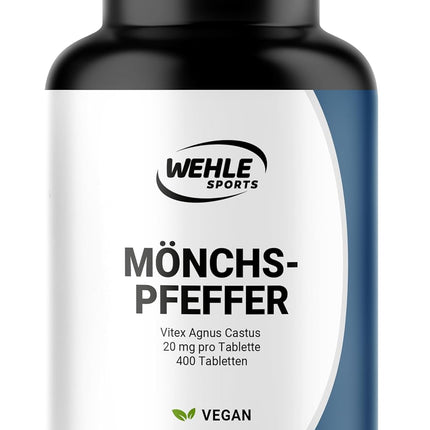 Monk's Pepper High Dose – 400 Tablets – 20 mg per Tablet – 10:1 Extract from Original Agnus Castus – Dietary Supplement Vegan and Produced in Germany Laboratory Tested