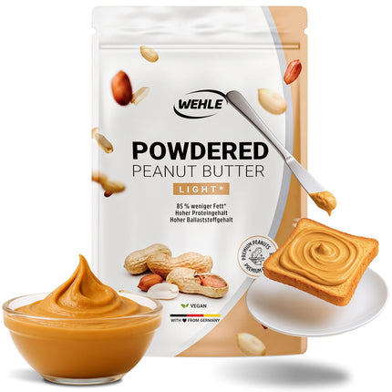 Peanut Butter Light Powder 500 g - Powdered Peanut Butter 85% Less Fat, No Sugar I Peanut Cream with Delicious Flavour, Wehle Sports - Packaging May Vary
