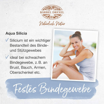 BÄRBEL DREXEL Aqua Silicia Colloidal Silicon in Levitated Revitalised Water (250 ml) Vegan Manufacture Germany Connective Tissue Skin Hair Nails Cartilage Natural Silicon Dioxide