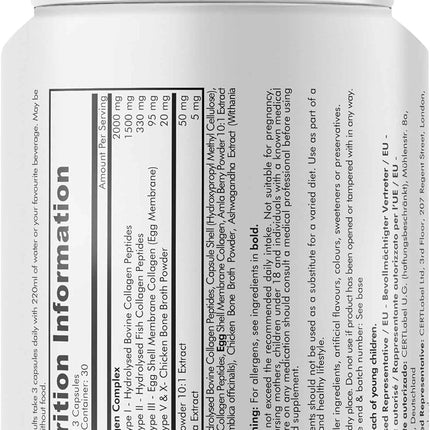 Codeage Multi Collagen Peptide Capsules, Types I, II, III, V & X, Grass-Fed and Hydrolysed Bovine Collagen Supplement with Ashwagandha & Amla Berry, Collagen for Skin, Hair, Nails, Joints