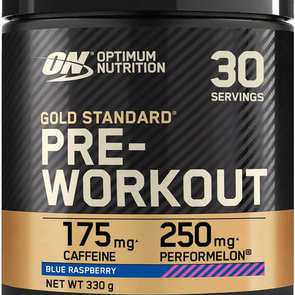 Optimum Nutrition ON Gold Standard Pre Workout, Energy Drink Powder with Creatine Monohydrate, Beta Alanine, Caffeine and Vitamin B Complex, Blue Raspberry, 30 Servings, 330 g, Packaging May Vary