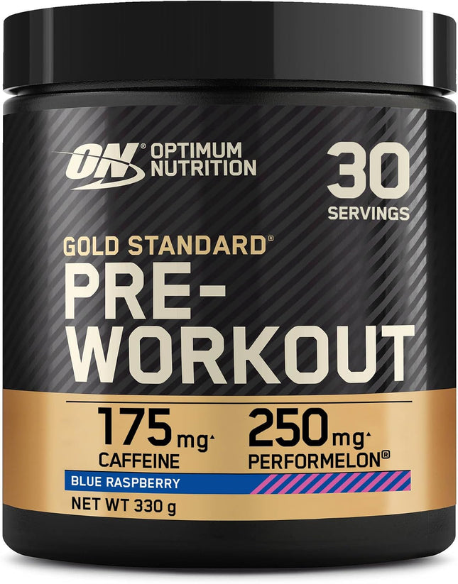 Optimum Nutrition ON Gold Standard Pre Workout, Energy Drink Powder with Creatine Monohydrate, Beta Alanine, Caffeine and Vitamin B Complex, Blue Raspberry, 30 Servings, 330 g, Packaging May Vary
