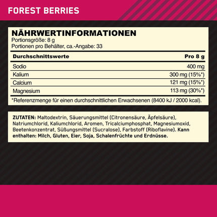 Optimum Nutrition Ready to Mix Electrolyte Dietary Supplement Powder with Wild Berry Flavour and Sweetener, 33 Servings, 9.5 oz