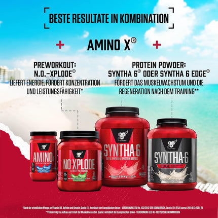 BSN Amino X BCAA Powder, Sugar-Free Amino Acids Complex High Dose with Vitamin D, Vitamin B6, Arginine P8533 Watermelon 1