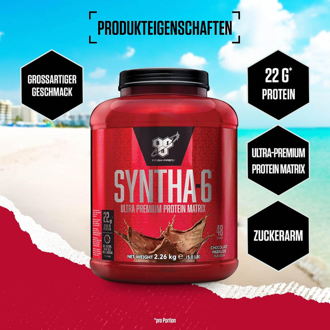 BSN Syntha 6 Whey Protein Powder Shake formulated for Muscle Development by BSN - Chocolate Mudslide, 48 Servings, 2.27kg