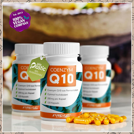 Q10 Capsules High Dose 120 x with 200 mg Coenzyme Q10 per Capsule - High-Quality Coenzyme Q10 (Vegan) from Fermentation - Laboratory Tested with Certificate - 100% Vegan - Supply for 4 Months