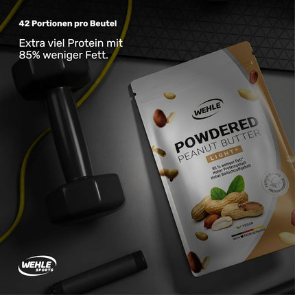Peanut Butter Light Powder 500 g - Powdered Peanut Butter 85% Less Fat, No Sugar I Peanut Cream with Delicious Flavour, Wehle Sports - Packaging May Vary