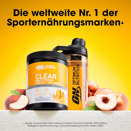 Optimum Nutrition Summer Fruit Iced Tea: Ready Whey Protein Isolate and Collagen Peptide Powder with Vitamin C and D with Sweeteners, 10 Servings, 240g