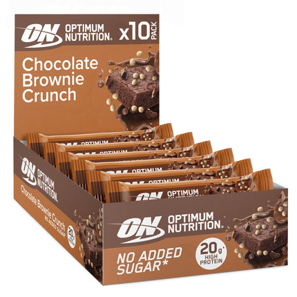 Optimum Nutrition Protein Crisp Bar with Whey Protein Isolate, Low Carb High Protein Snacks with No Added Sugar, Peanut Butter, 10 Bar (10 x 65g)
