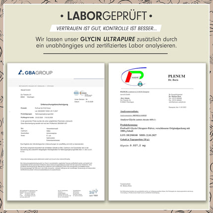 Glycine Powder 1 kg - Optimal High Dose with 10 g Glycine per Day - Glycine Ultrapure with over 99.9% Purity - Amino Acid without Additives - Laboratory Tested with Certificate - Supply for 100 Days