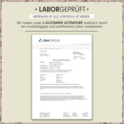ProFuel L-Glutamine Powder 500 g Vegan, Optimal High Dose & Tasteless, No Additives, Ultrapure with Over 99.9% Purity, L-Glutamine from Fermentation, Laboratory Tested, Supply for 50 Days