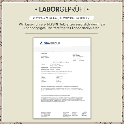 L-lysine tablets 365x - optimally high dose with 2000 mg lysine HCL per day, of which 1600 mg pure L-lysine - essential amino acid from fermentation - 100% vegan - laboratory tested with certificate