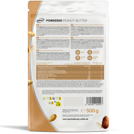 Peanut Butter Light Powder 500 g - Powdered Peanut Butter 85% Less Fat, No Sugar I Peanut Cream with Delicious Flavour, Wehle Sports - Packaging May Vary