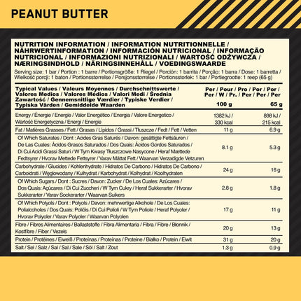 Optimum Nutrition Protein Crisp Bar with Whey Protein Isolate, Low Carb High Protein Snacks with No Added Sugar, Peanut Butter, 10 Bar (10 x 65g)