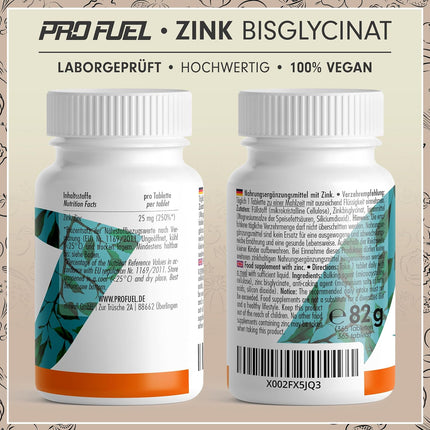 Hochdosierte Zinc Tablets Premium Quality | Zinc with the lack of Prevention and symptoms and Fighting with Zinc to Gcycinat | Immune System to Strengthen, Skin Repair Profuel Zinc Carbon Battery, 50/60 Vegan Tablets