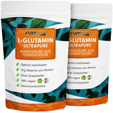 ProFuel L-Glutamine Powder 500 g Vegan, Optimal High Dose & Tasteless, No Additives, Ultrapure with Over 99.9% Purity, L-Glutamine from Fermentation, Laboratory Tested, Supply for 50 Days