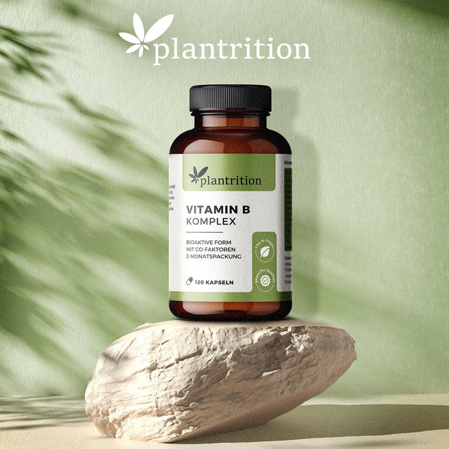 plantrition Vitamin B Complex High Dose Vegan - All Eight B Vitamins - With Quatrefolic - B1, B2, B3, B5, B6, B12, D-Biotin & Folic Acid 120 Capsules - Packaging May Vary