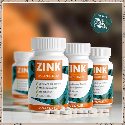 Hochdosierte Zinc Tablets Premium Quality | Zinc with the lack of Prevention and symptoms and Fighting with Zinc to Gcycinat | Immune System to Strengthen, Skin Repair Profuel Zinc Carbon Battery, 50/60 Vegan Tablets