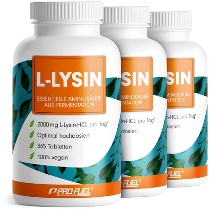 L-lysine tablets 365x - optimally high dose with 2000 mg lysine HCL per day, of which 1600 mg pure L-lysine - essential amino acid from fermentation - 100% vegan - laboratory tested with certificate