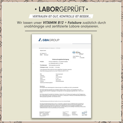 Vitamin B12 + folic acid tablets.