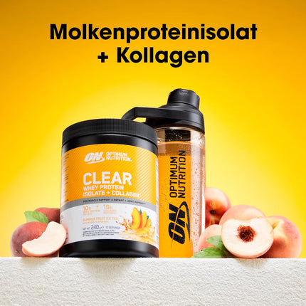 Optimum Nutrition Summer Fruit Iced Tea: Ready Whey Protein Isolate and Collagen Peptide Powder with Vitamin C and D with Sweeteners, 10 Servings, 240g