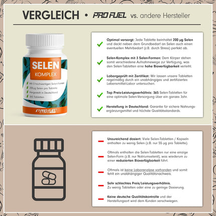 Selenium High Dose 365 x Selenium 200 μg Tablets - Selenium Complex from 3 High-Quality Selenium Sources: Selenium Yeast, Selenium Methionine & Sodium Selenite, Selenium Tablets - Laboratory Tested with Certificate - 100% Vegan