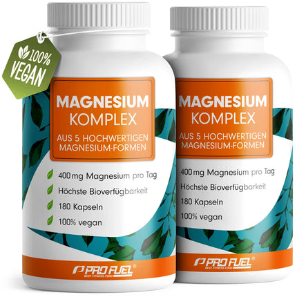 Magnesium Complex 180 Capsules, 400 mg Elemental Per Day, 5 High-Quality Forms: Magnesium Oxide, Citrate, Bisglycinate, Malate & Ascorbate, Optimal Bioavailability, 3 Month Supply