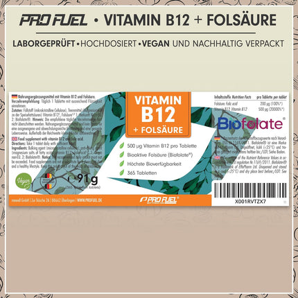 Vitamin B12 + folic acid tablets.