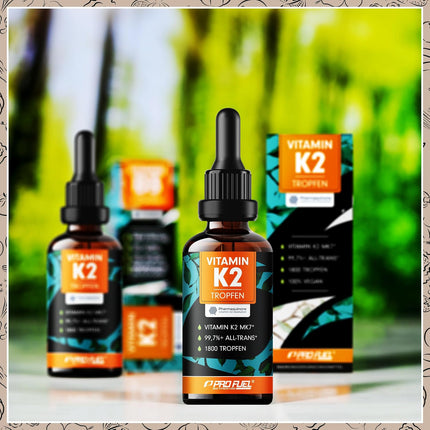 Vitamin K2 Drops High Dose 1800x (50ml) - 200 µg Vitamin K2 MK7, Pharmaquinone Premium Vit. K2 High Dose with 99.7+% All Trans Content - Laboratory Tested with Certificate - 100% Vegan