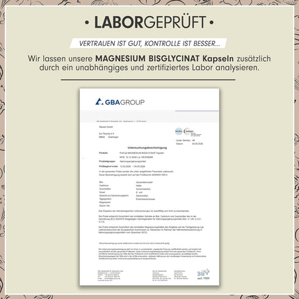 Magnesium Bisglycinate Capsules 240x - 3000 mg Magnesium Bisglycinate, of which 360 mg Elementary Magnesium per Day - Laboratory Tested with Certificate - 100% Vegan - Supply for 80 Days