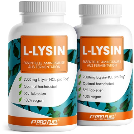 L-lysine tablets 365x - optimally high dose with 2000 mg lysine HCL per day, of which 1600 mg pure L-lysine - essential amino acid from fermentation - 100% vegan - laboratory tested with certificate